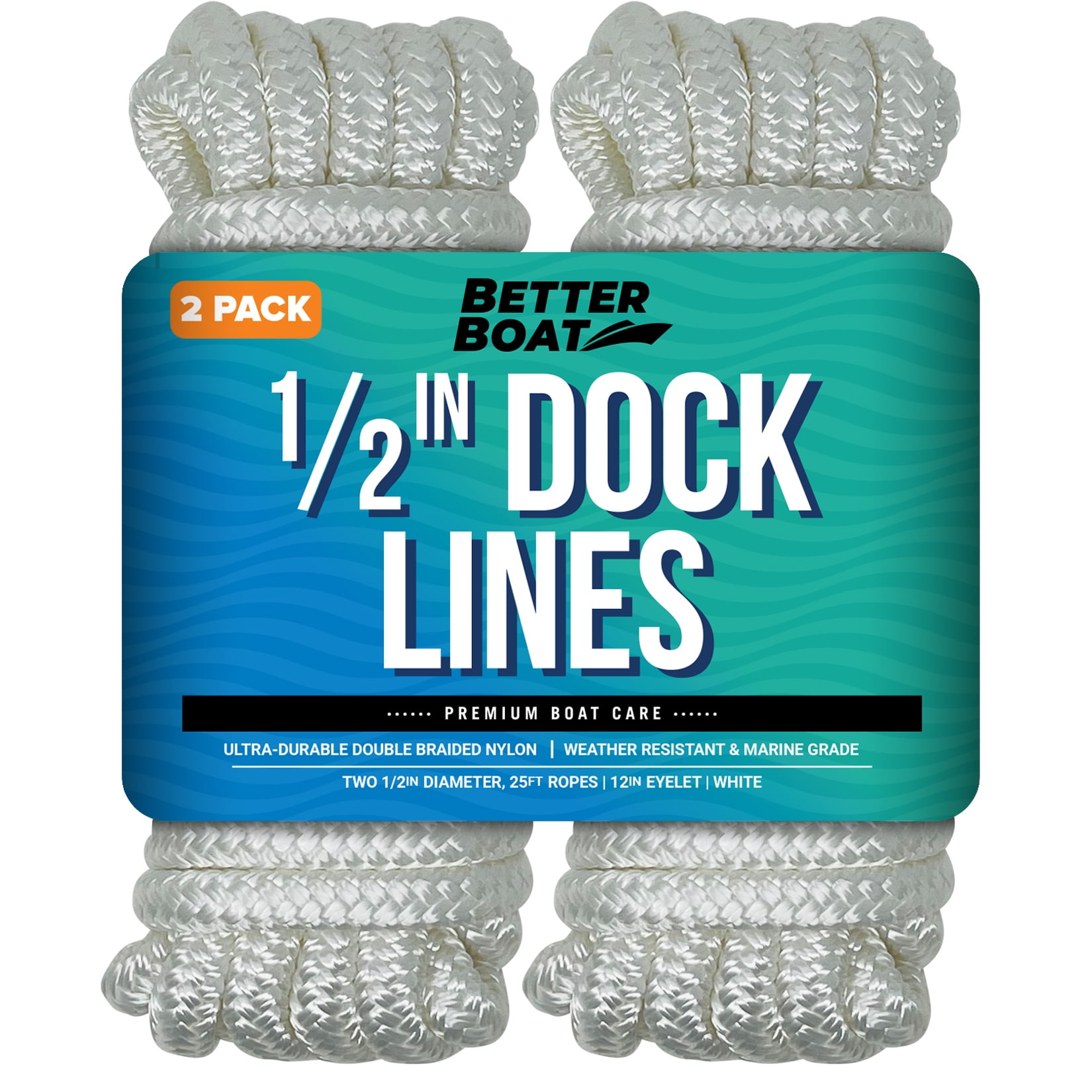 Dock Lines Boat Ropes for Docking 1/2" Line Braided Mooring Marine Rope