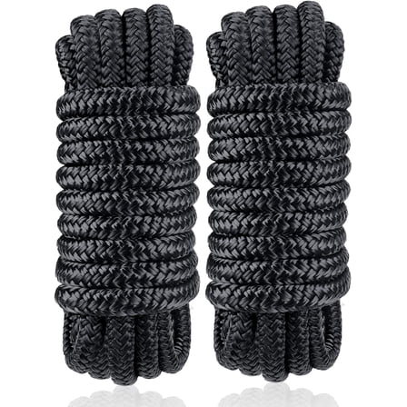 Dock Lines & Ropes Boat Accessories - 3/8" x 15' Double Braided Nylon Dock Lines with 12” Loop, Excellent 5800 lbs Breaking Strength Marine Rope for Kayak Pontoon Boats up to 30ft, Boating Gifts