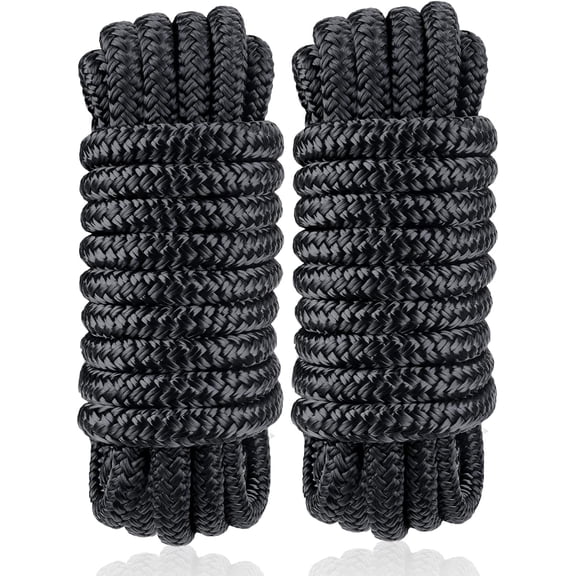 Dock Lines & Ropes Boat Accessories - 3/8" x 15' Double Braided Nylon Dock Lines with 12” Loop, Excellent 5800 lbs Breaking Strength Marine Rope for Kayak Pontoon Boats up to 30ft, Boating Gifts