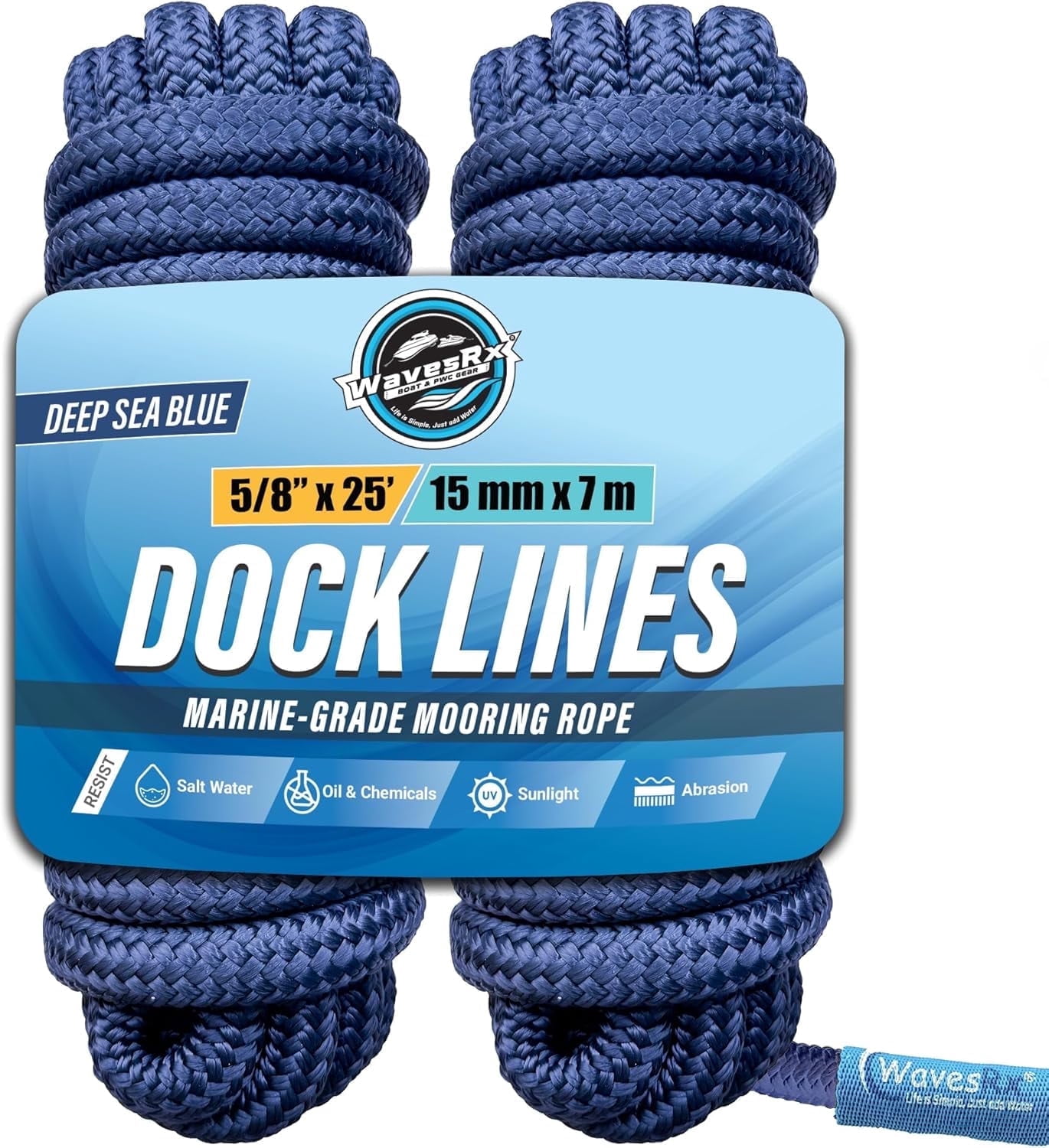 Large Boat Rope Dock Lines for Large Boats - 5/8 in x 25 ft (2PK) | Boat Rope - Premium ...