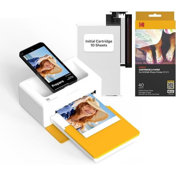 Dock Plus 4PASS Instant Photo Printer, 4x6 inches, 50 Sheets Bundle
