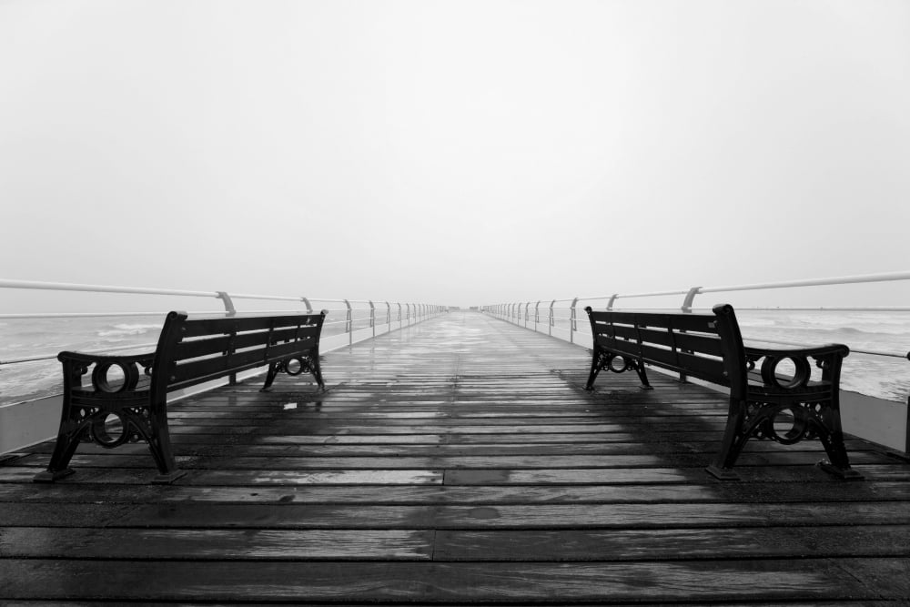 Dock Saltburn North Yorkshire England Canvas Art - John Short Design Pics (18 x 12)