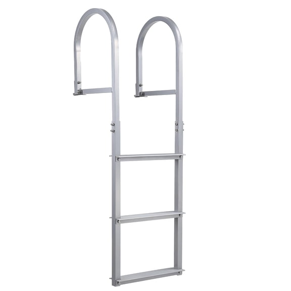 Dock Stairs, 500lbs Load Pool Steps, Adjustable Height Aluminum Dock Ladders, Pontoon Boat Ladder with Handrails & Widen Nonslip Rubber Pedals for Lake/Pool/Marine Boarding/RV/House (4-Steps)
