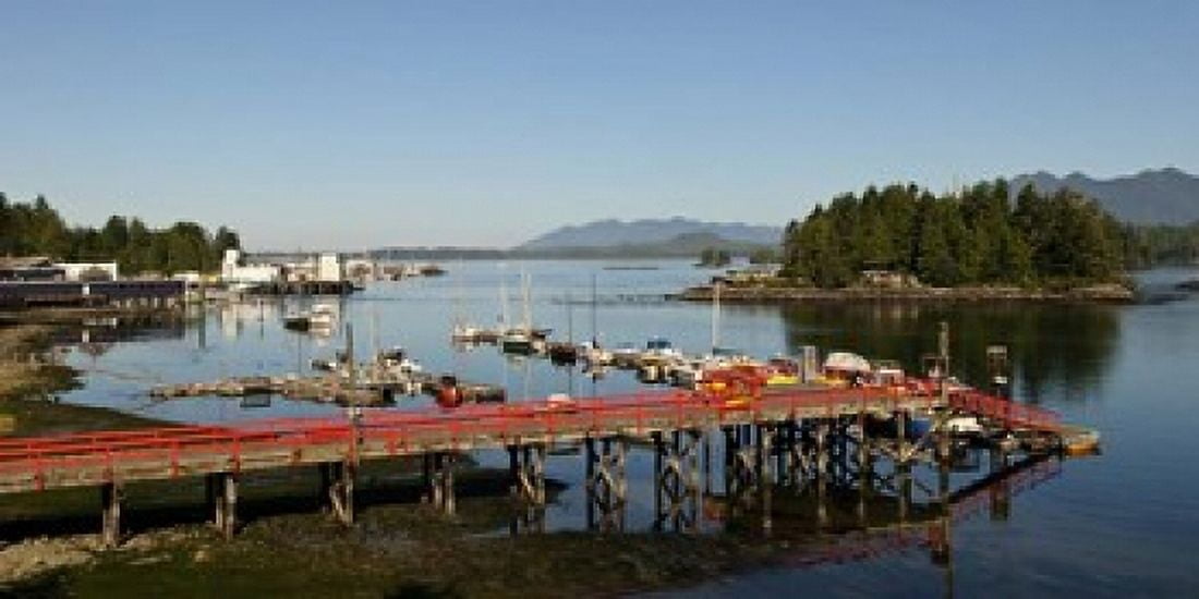 Dock and harbor Tofino Vancouver Island British Columbia Canvas Art - Matt Freedman DanitaDelimont (22 x 11)