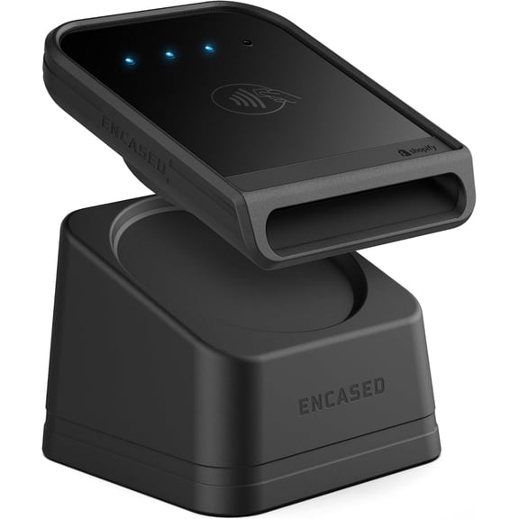 Dock for Shopify Tap & Chip Card Reader with Removeable Protective Case - Magnetic Case and Display Stand Set with Non-Slip Base (Black)