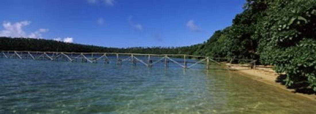 Dock in the sea Vavau Tonga South Pacific Canvas Art - Panoramic Images (18 x 7)