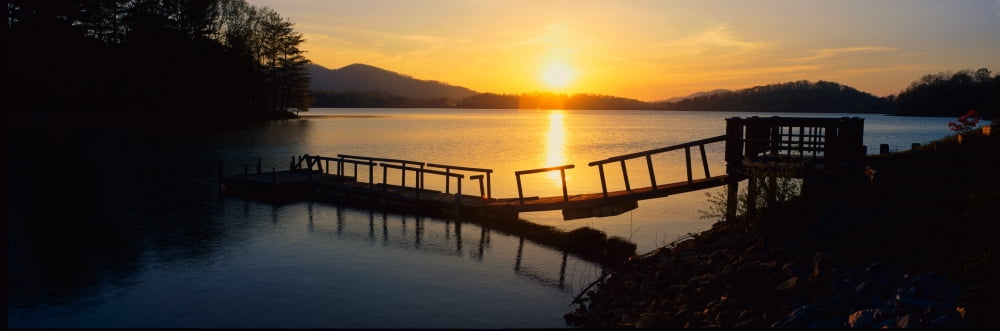 Dock on Lake Chatuge Georgia Canvas Art - Panoramic Images (27 x 9)