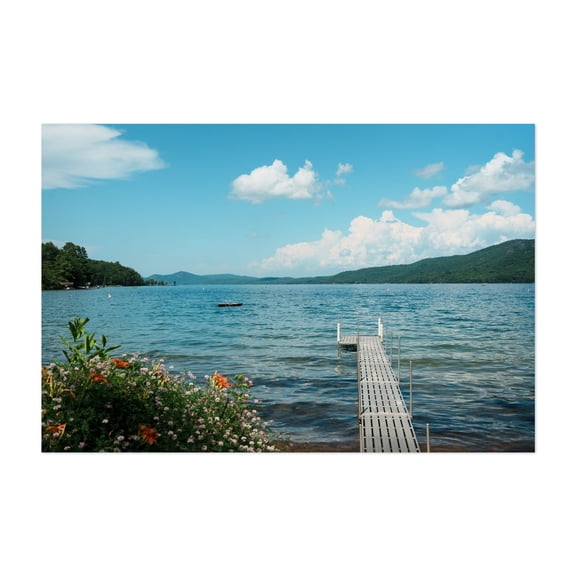 Dock on Lake George 01 - Silver Bay New York Photography Landscape Nature Scenic Summer Flowers Unframed Wall Art Print 4 x 6 inches