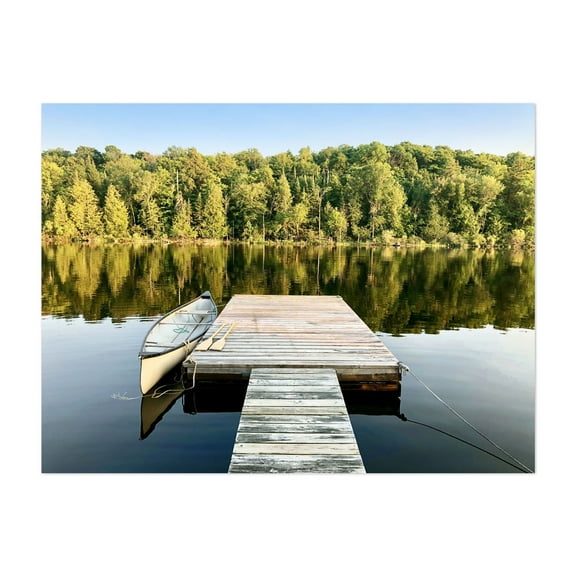 Dock on the Lake - Canada Photography Nature Scenic Landscape Boat Forest Wilderness Unframed Wall Art Print 5 x 7 inches
