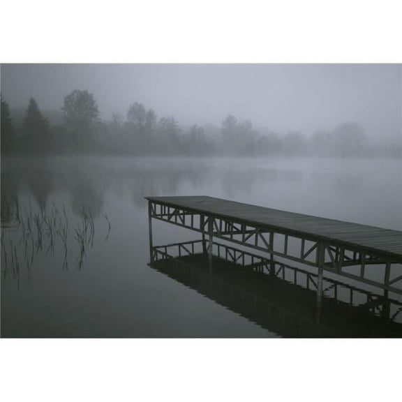 Dock with Fog Over Lake - Rekowo Koszalin County Poland Poster Print - 36 x 24 - Large