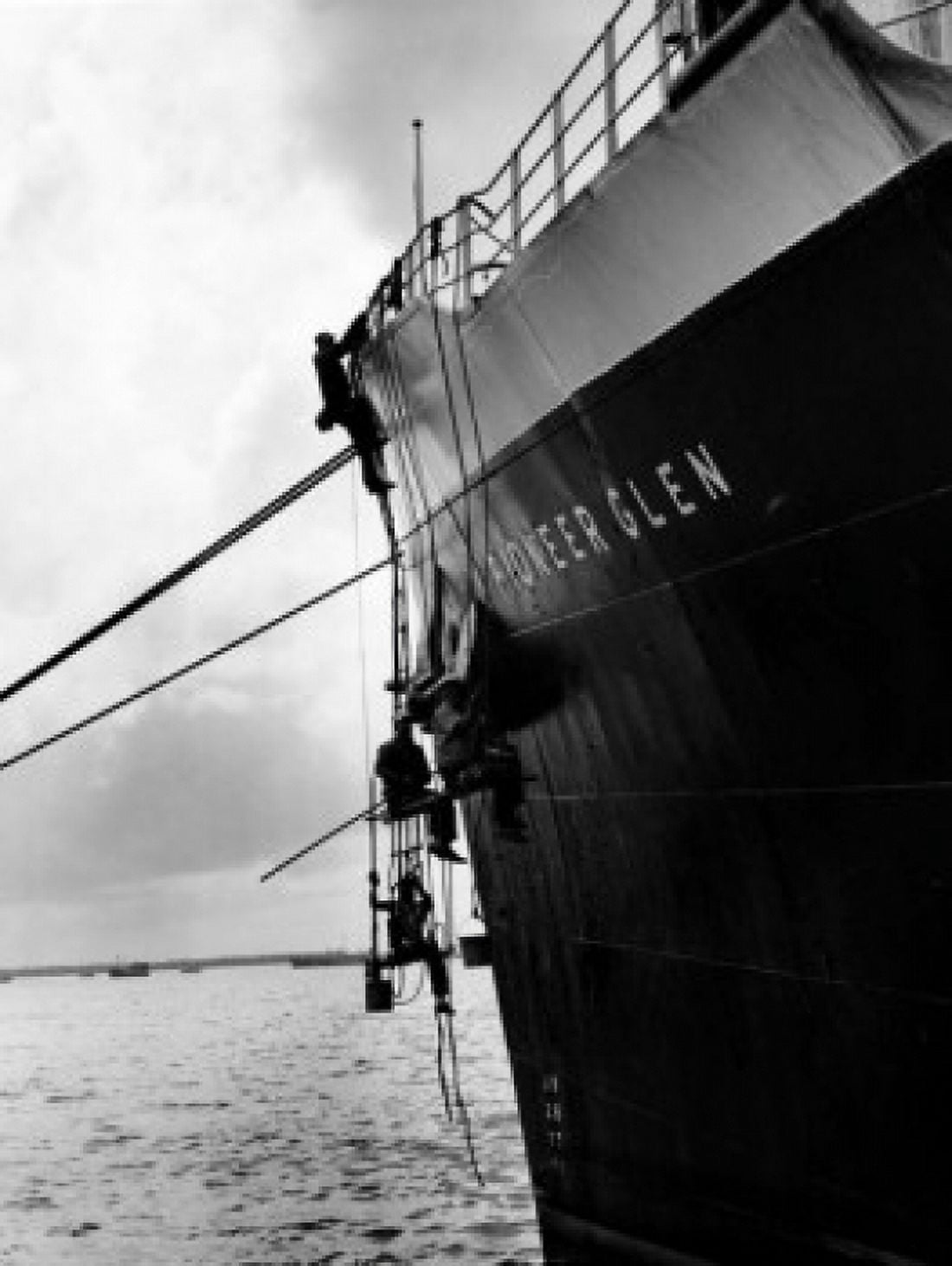 Dock workers repairing ship in shipyard Canvas Art - (18 x 24)