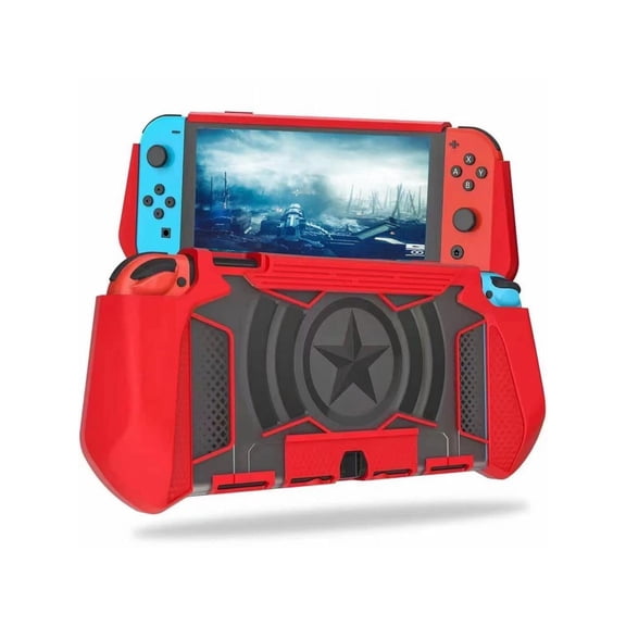 Dockable Case Compatible for Nintendo Switch, TPU Grip Protective Cover Case with Ergonomic Design and Comfort Grip