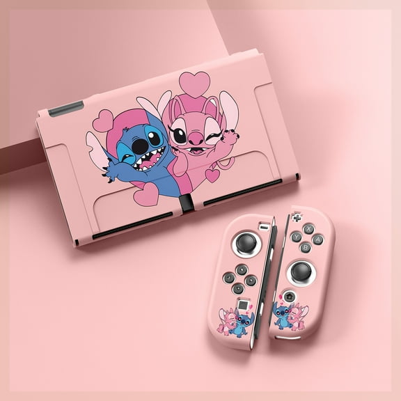 Dockable Case Compatible with Switch OLED, Cute Protective Soft Cover Full Protection for Switch OLED and Joy-Con Controller, Stitch