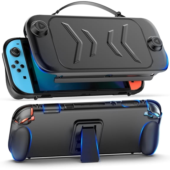 Dockable Case for NS Switch 2 2025, TPU Grip Protective Cover for Switch New Gen Console, Travel Case Hard-Shell Accessories Compatible with Switch 2 7.9 Inch (Black)