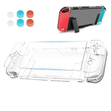 Dockable Clear Case Fit for Nintendo Switch and Joy-Con Controller, EEEkit Protective Case Cover with Tempered Glass Screen Protector, 6 Thumb Stick Caps