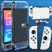 Dockable Hard PC Protective Case for Nintendo Switch OLED Model 2021. with Comfortable TPU Joy-Con Grip Covers and 6 Thumb Stick Caps. Offers 360  Protection, Shock Absorption
