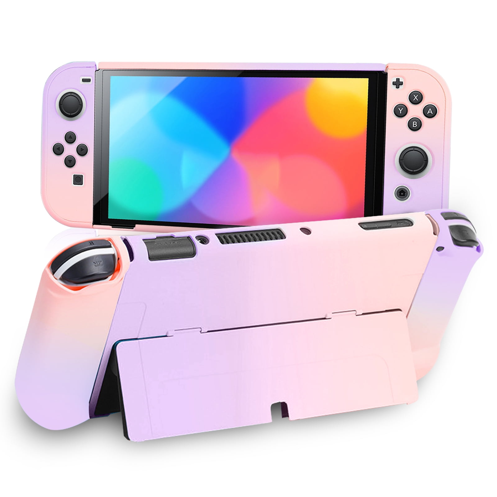 Cute Stitch Case Compatible with Nintendo Switch OLED, Dockable Case Cover,  Ergonomic Soft TPU Grip Case for Joycon, Sparkle Skin Set