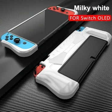 Dockable TPU Protective Case Skin for Nintendo Switch OLED Console Soft Silicone Cover Shell Sleeve for Switch OLED Accessories (White)