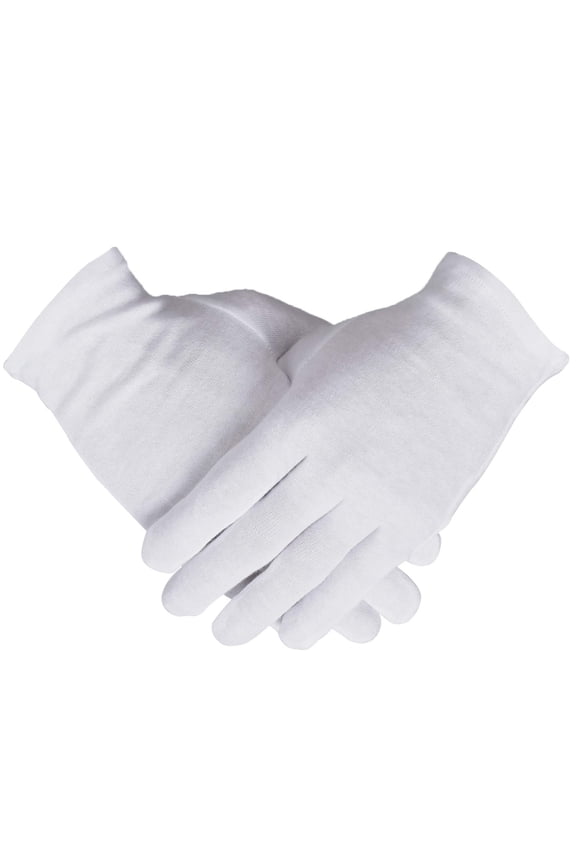 Unisex Cotton Inspection Gloves, White, 6-Piece