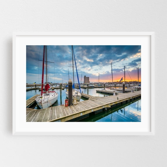 Docked in Harbor East 02 - Baltimore Maryland Photography White Framed Wall Art Print 20 x 30 inches