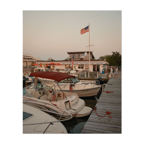 Docked in Kismet 01 - Point o' Woods New York Photography Harbor Boat Coastal Vintage Summer Travel Poster Unframed Wall Art Print 6 x 8 inches