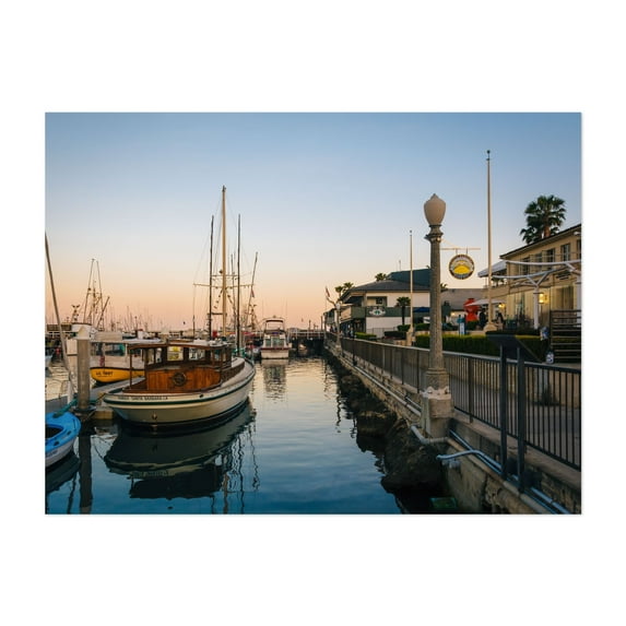 Docked in Santa Barbara - Santa Barbara California Photography Harbor Boat Coastal Sunset Ocean Scenic Unframed Wall Art Print 9 x 12 inches