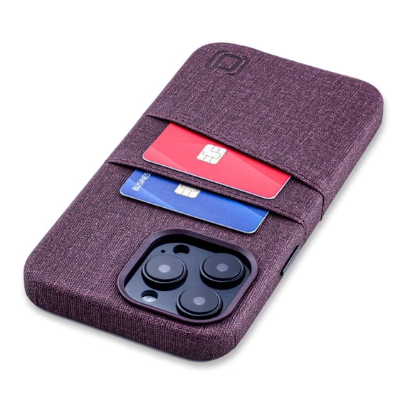 Dockem Card Case for iPhone 14 Pro Max with Built-in Metal Plate for Magnetic Mounting & 2 Pockets: Luxe M2 (Burgundy)