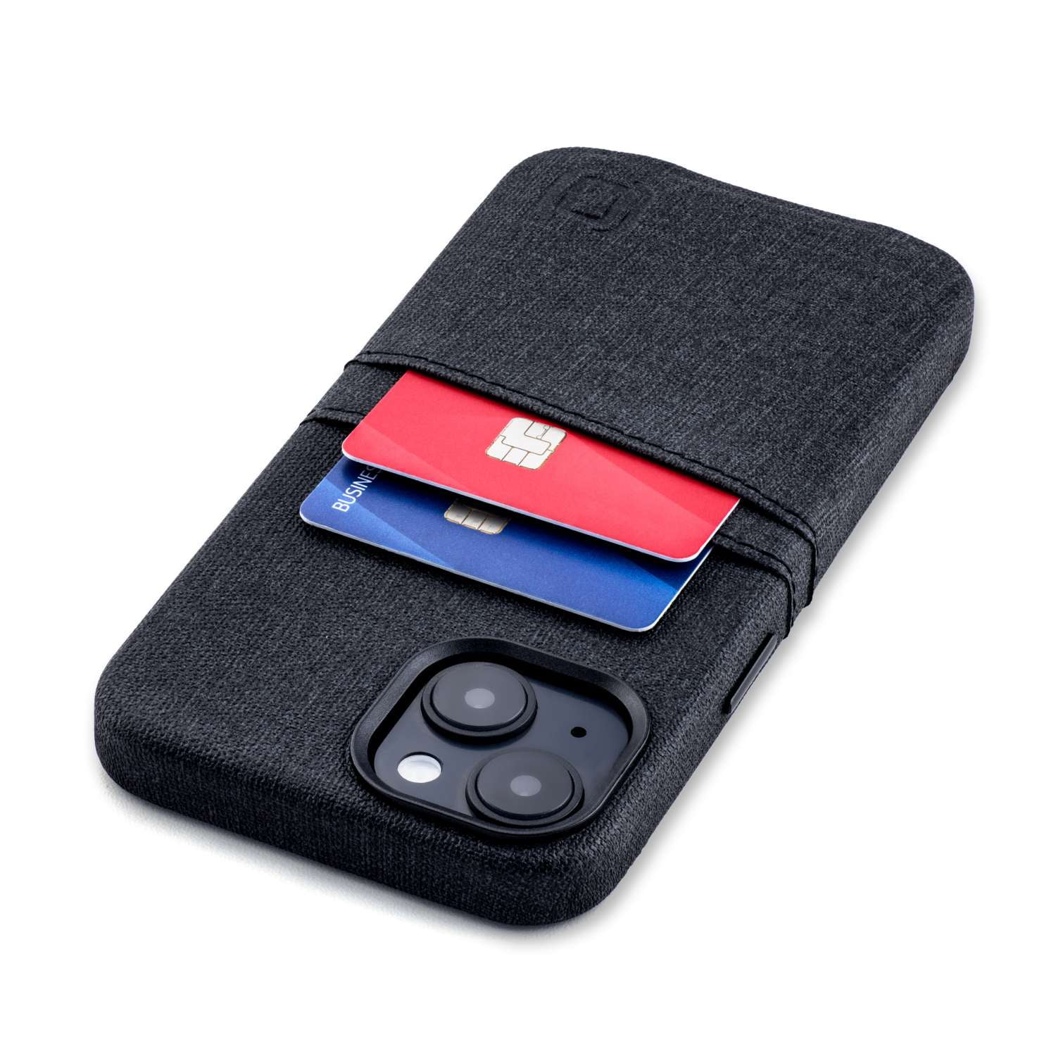 Dockem Card Case for iPhone 14 with Built-in Metal Plate for Magnetic Mounting & 2 Pockets: Luxe M2 (Black)