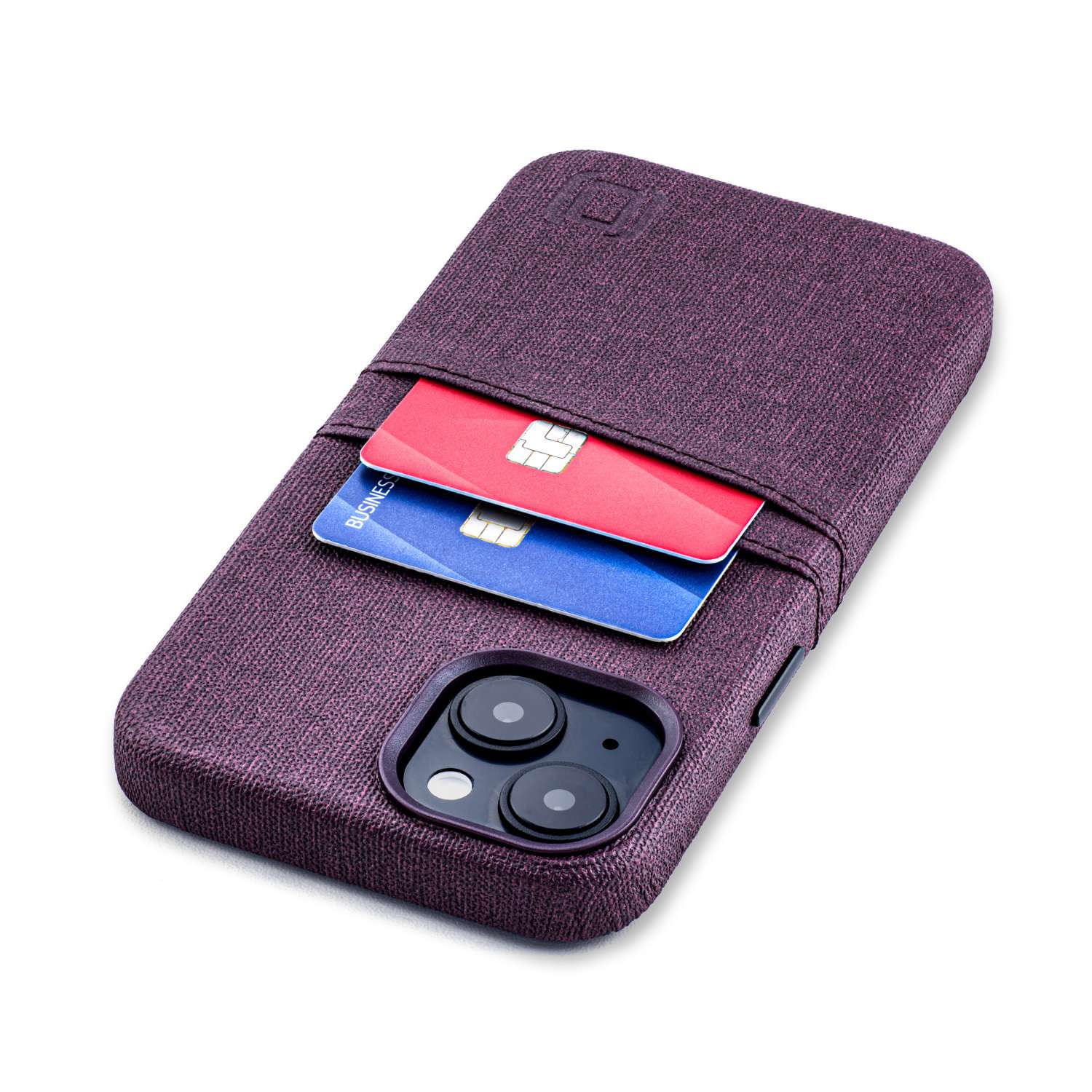 Dockem Card Case for iPhone 14 with Built-in Metal Plate for Magnetic Mounting & 2 Pockets: Luxe M2 (Burgundy)