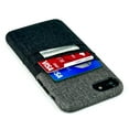 thumbnail image 1 of Dockem Card & Cash Case for iPhone SE 2022, SE 2020, iPhone 8/7; Canvas Style Synthetic Leather Wallet Case with 2 Card Slots, 1 Cash Pocket (Black/Grey), 1 of 5