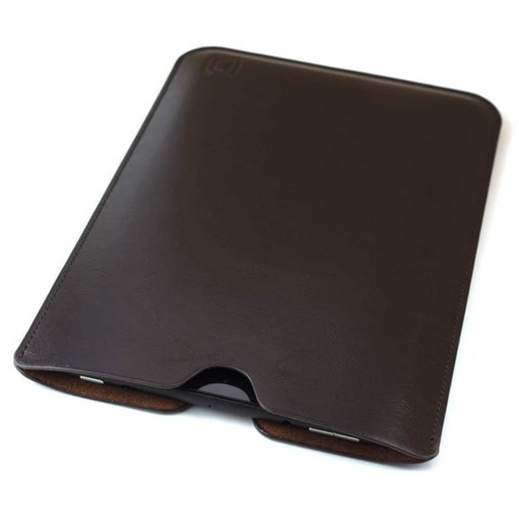 Dockem Executive Sleeve for Kindle Fire HD 6: Premium Dark Brown Synthetic/Vegan Leather, Microfiber Lining, Slim, Simple, Slip-on Tablet Case
