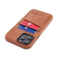 thumbnail image 1 of Dockem Genuine Leather Card Case For iPhone 13 Pro Max with Built-in Metal Plate for Magnetic Mounting, Stitched-on Wallet with 2 Credit Card Holders (Light Brown, M2GL), 1 of 10