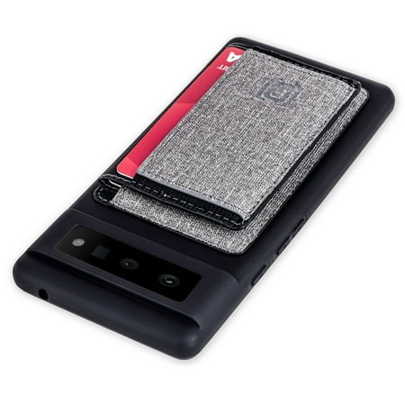 Dockem Google Pixel 6 Luxe MTF Flip Wallet Case; Liquid Silicone Shell, Removable Card Storage with 3 Slots, Black/Grey