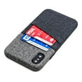 thumbnail image 1 of Dockem Luxe Wallet Case for iPhone X & iPhone XS: Minimalist Card Case with UltraGrip Canvas Style Synthetic Leather, Slim Professional Snap On Cover w/ 2 Card Holder Slots - Black and Grey, 1 of 9