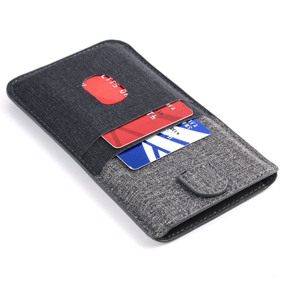 Dockem Luxe Wallet Sleeve 2.0 for iPhone 11 Pro Max, XS Max, 8 Plus, 7 Plus, 6/6S Plus: Slim Professional Executive Synthetic Leather Pouch Cover with 4 Card Holder Slots [Black/Grey]