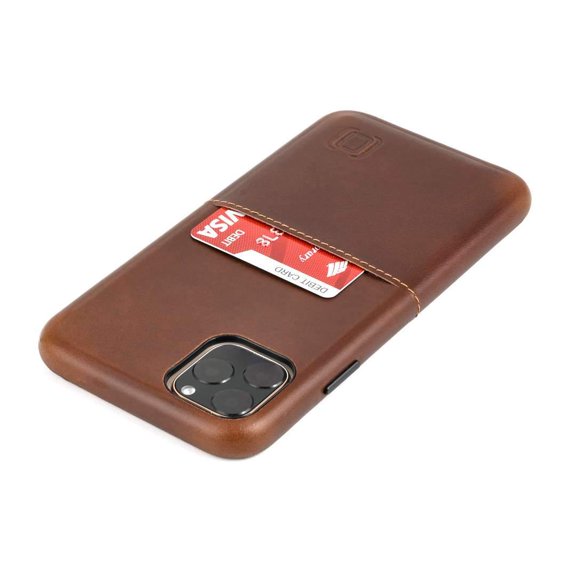 Dockem Virtuosa M1 Card Case for iPhone 11 Pro Max): Built-in Metal Plate, Designed for Magnetic Mounting: Ultra Slim Top Grain Genuine Leather Wallet Case: M-Series - Brown Virtuosa
