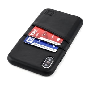 Dockem Wallet Case for iPhone X / XS; Built-in Metal Plate, 2 Credit Card Slots, Exec M2, Black
