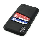 Dockem Wallet Case for iPhone X / XS; Built-in Metal Plate, 2 Credit Card Slots, Exec M2, Black