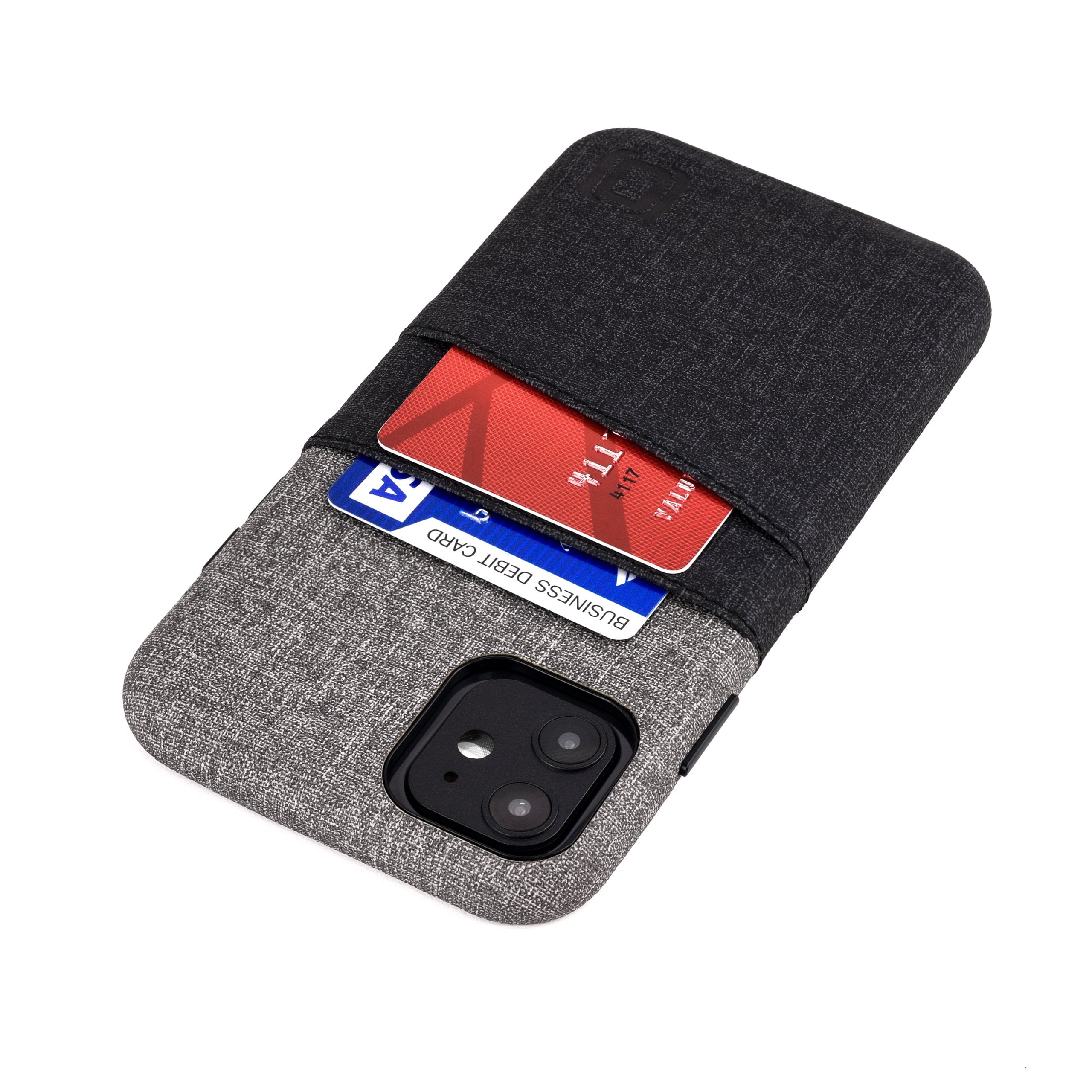 Dockem Wallet Case For IPhone XR (6.1"): Built-in Metal Plate For Magnetic Mounting & 2 Credit Card Holder Slots (Luxe M2 Synthetic Leather, Black & Grey - View #8