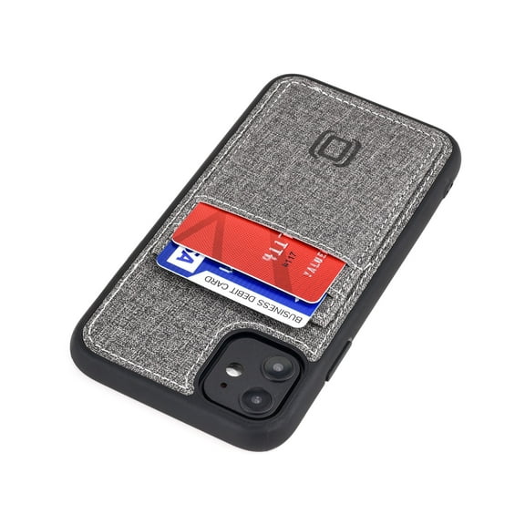 Dockem iPhone 11 Luxe M2T Wallet Case; Built-in Metal Plate, 2 Card Slots, Slim TPU, Black/Grey