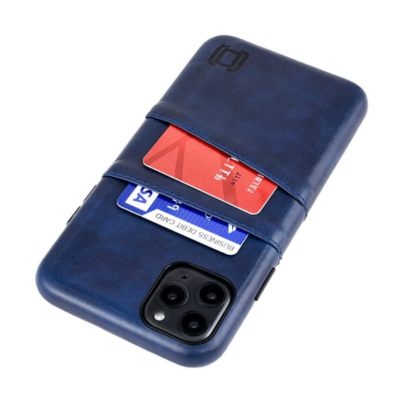 Dockem iPhone 11 Pro Max Exec M2 Wallet Case; Built-in Metal Plate, 2 Card Slots, Navy Blue