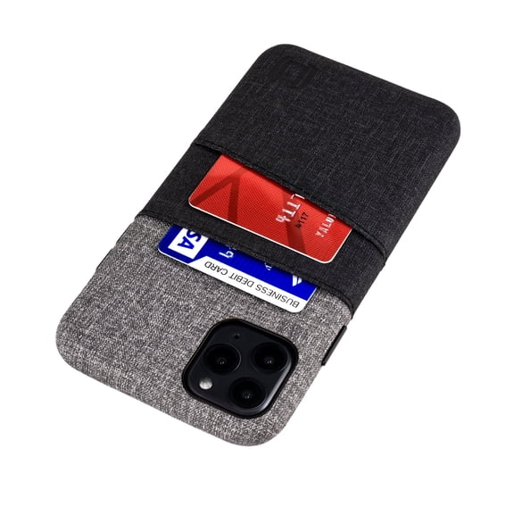 Dockem iPhone 11 Pro Max Luxe M2 Wallet Case; Built-in Metal Plate, 2 Card Holder Slots, Black/Grey