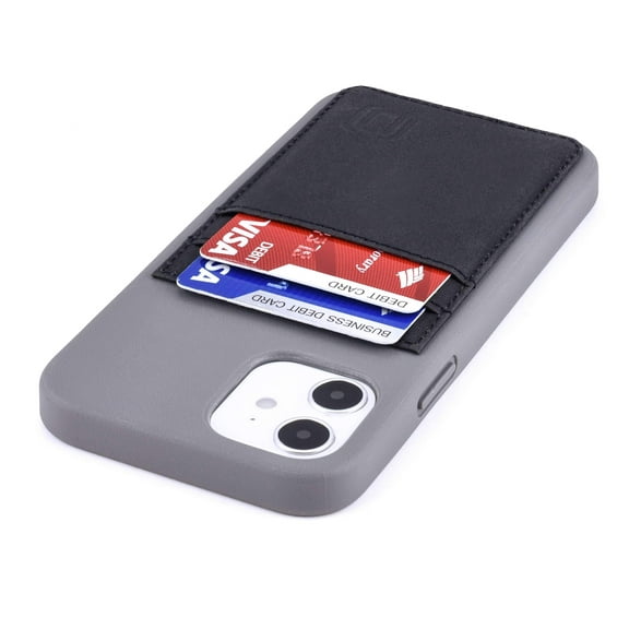 Dockem iPhone 12 / 12 Pro BIO M2B Wallet Case; Friendly Materials, Built-in Metal Plate, 2 Card Slots, Grey/Black