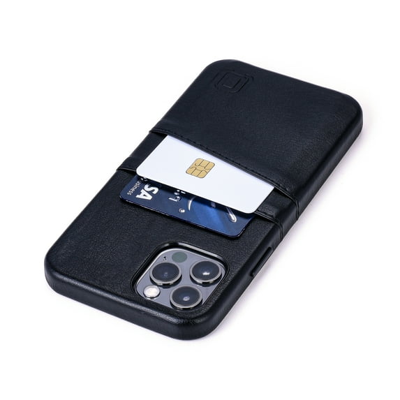 Dockem iPhone 12 / 12 Pro Exec M2 Wallet Case; Built-in Metal Plate, 2 Card Slots, Black