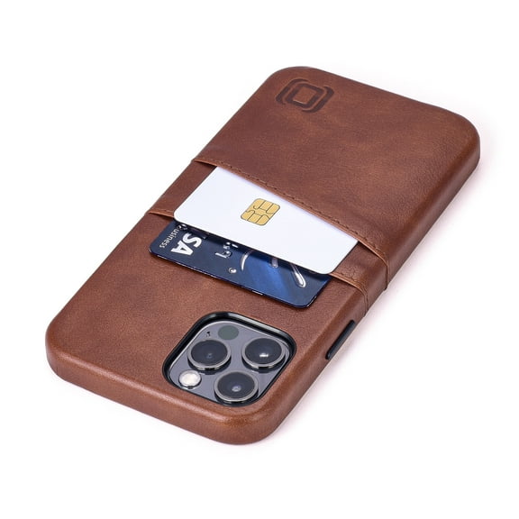 Dockem iPhone 12 / 12 Pro Exec M2 Wallet Case; Built-in Metal Plate, 2 Card Slots, Brown