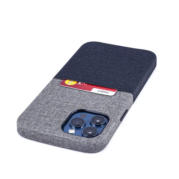 Dockem iPhone 12 Pro Max Luxe M1 Card Case; Built-in Metal Plate, 1 Lay-Flat Card Slot, Black/Grey