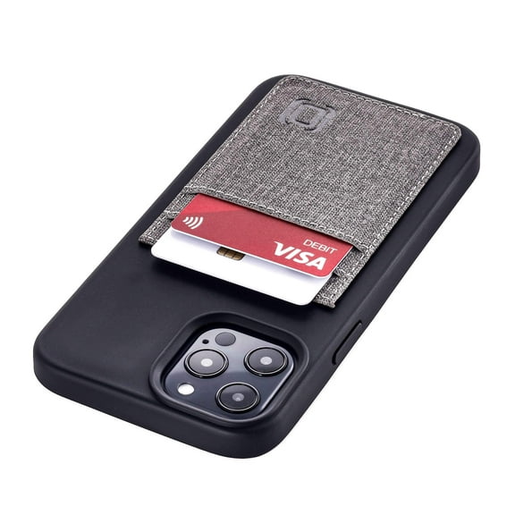 Dockem iPhone 12 Pro Max Luxe M2T Wallet Case; Built-in Metal Plate, 2 Card Slots, Slim TPU, Black/Grey