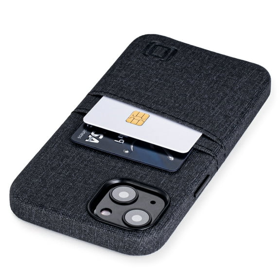 Dockem iPhone 13 Luxe M2 Wallet Case; Built-in Metal Plate, 2 Card Slots, Premium Synthetic Leather, Black
