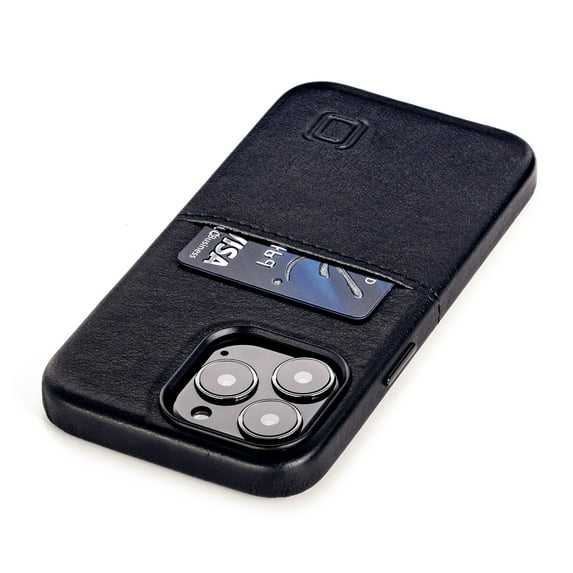 Dockem iPhone 13 Pro Exec M1 Card Case; Built-in Metal Plate, 1 Lay-Flat Card Slot, Premium Synthetic Leather, Black