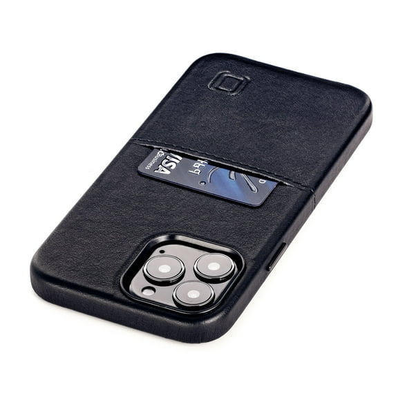 Dockem iPhone 13 Pro Max Exec M1 Card Case; Built-in Metal Plate, 1 Lay-Flat Card Slot, Premium Synthetic Leather, Black